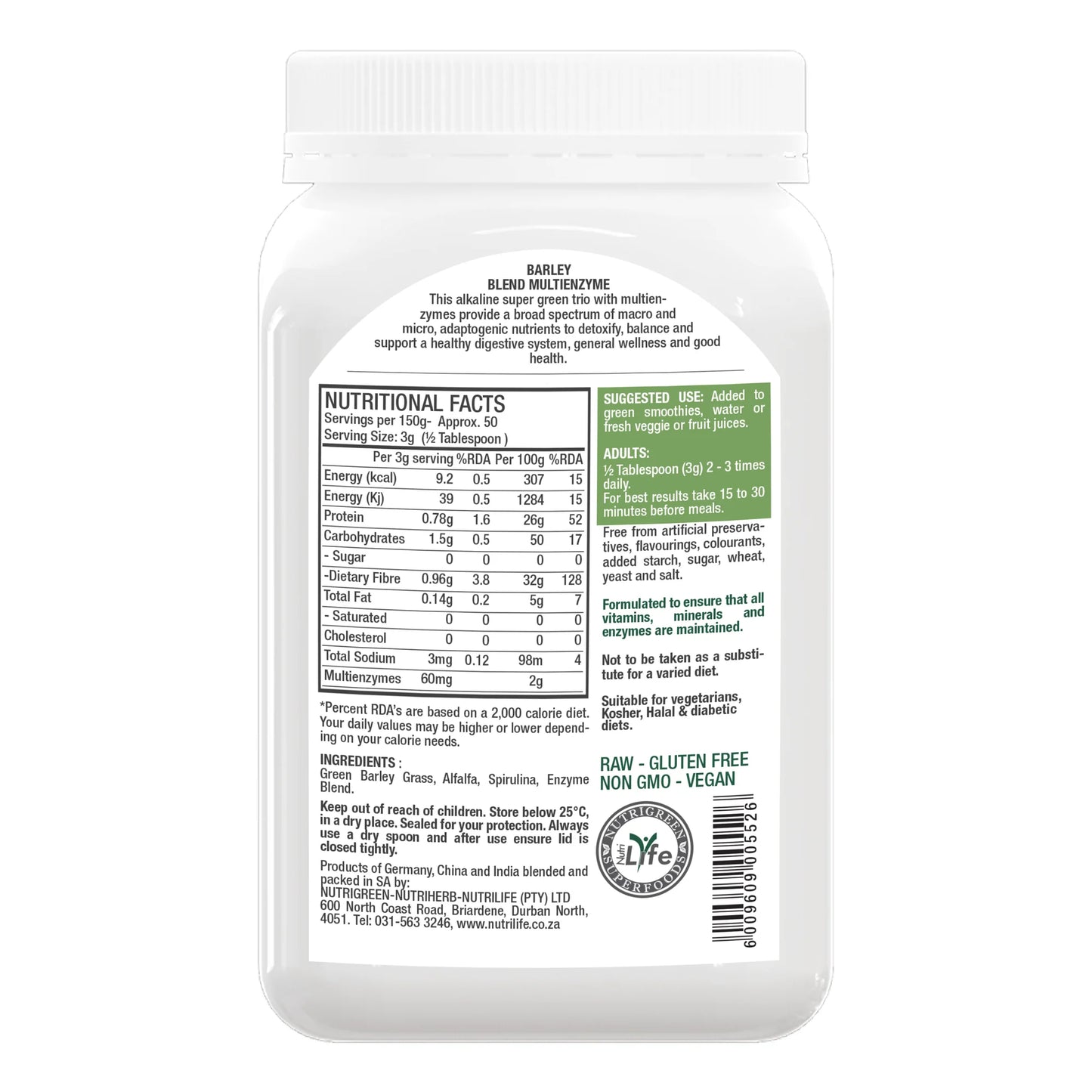 Barley Blend - Barley Grass with Alfalfa and Spirulina