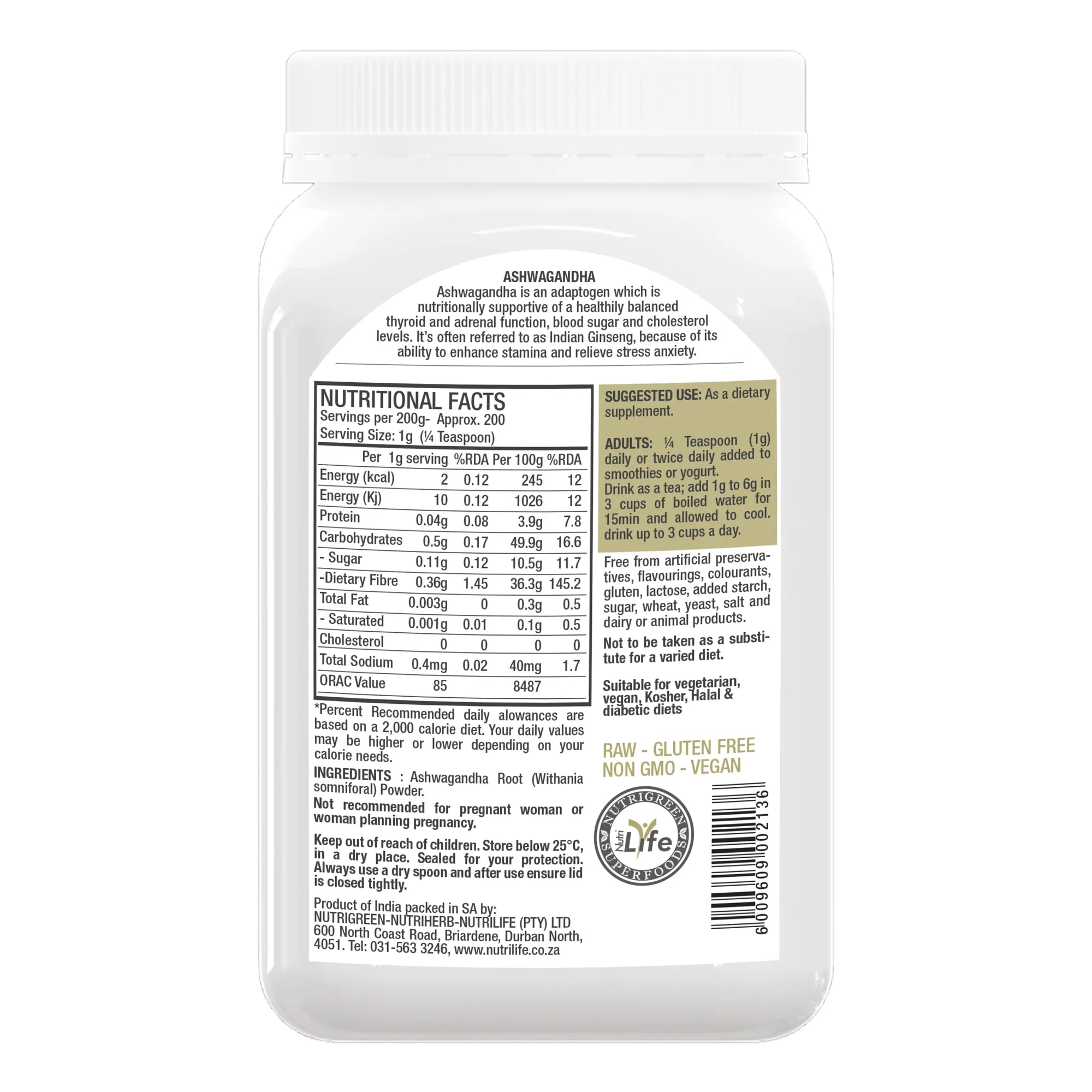 Ashwagandha powder 200g - Supa Boost Health