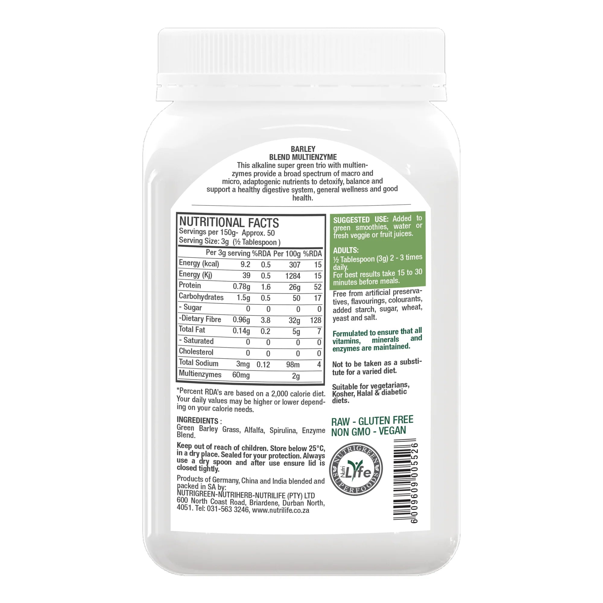 Barley Blend - Barley Grass with Alfalfa and Spirulina - Supa Boost Health