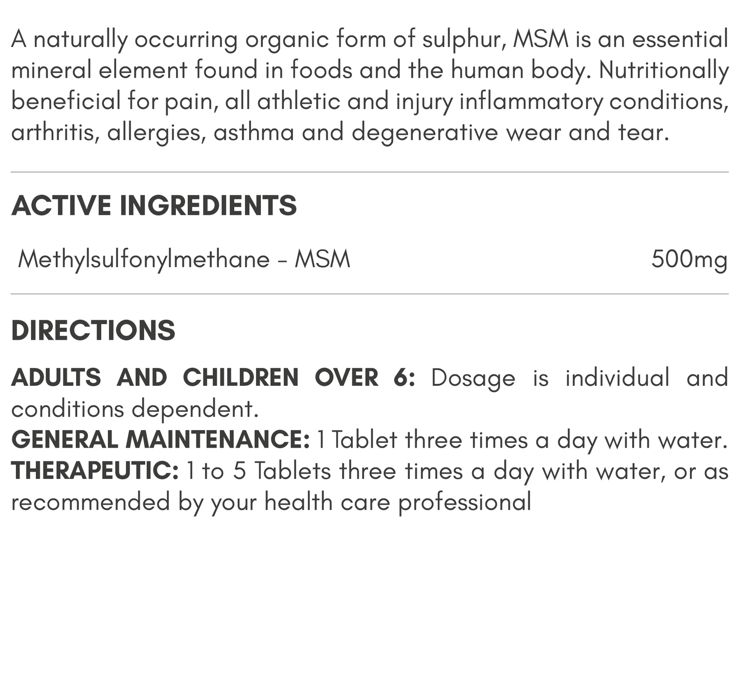 MSM - 500mg - 120 tablets